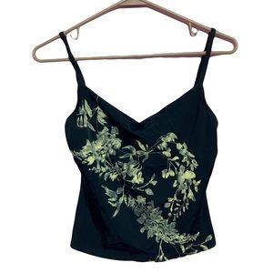 Vintage Black Floral Stretch Bra Tank Size 12